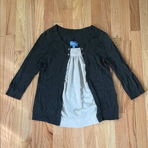 Simply Vera Vera Wang Top Womens XS Gray Layered Cardigan Blouse Church Modest